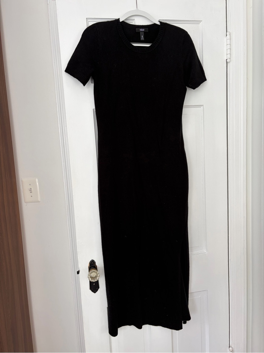 Aqua Black Short-Sleeve Maxi Dress